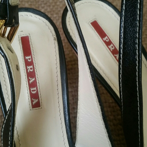 Authentic Prada open toe black leather heels - Picture 8 of 8